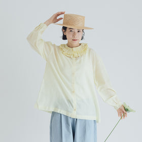 BUNON フリルカラーブラウス パステルイエロー