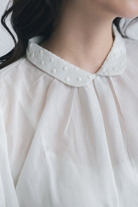 BUNON エンブロイダリー カラーブラウス(ドット)