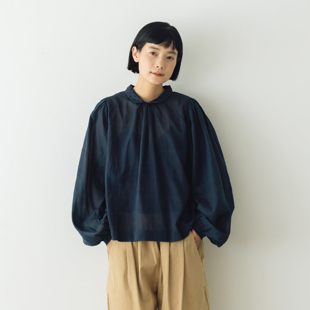 BUNON エンブロイダリー カラーブラウス(ドット)