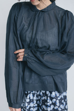 BUNON エンブロイダリー カラーブラウス(ドット)