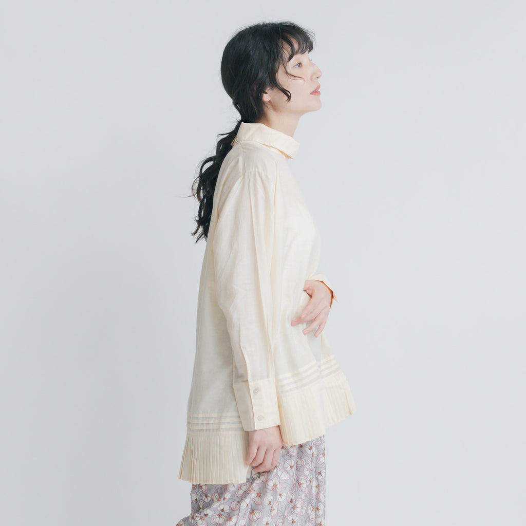 BUNON ワイドネック タックブラウス