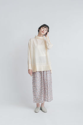 BUNON ワイドネック タックブラウス