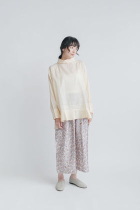 BUNON ワイドネック タックブラウス