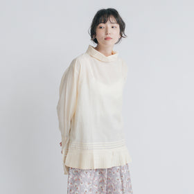 BUNON ワイドネック タックブラウス