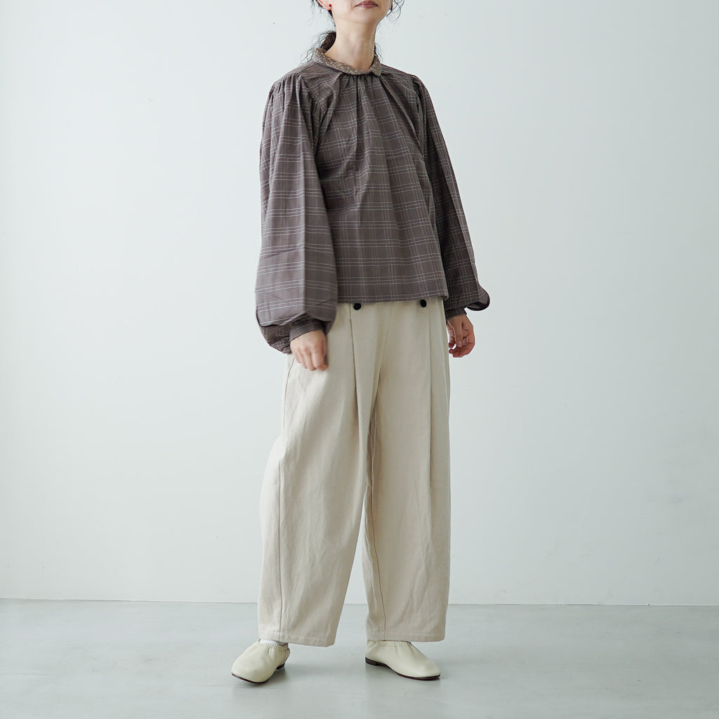 BUNON エンブロイダリー カラーブラウス(チェック)