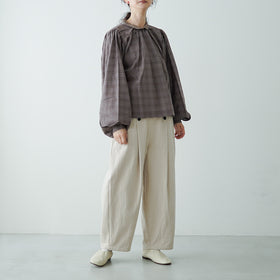 BUNON エンブロイダリー カラーブラウス(チェック)