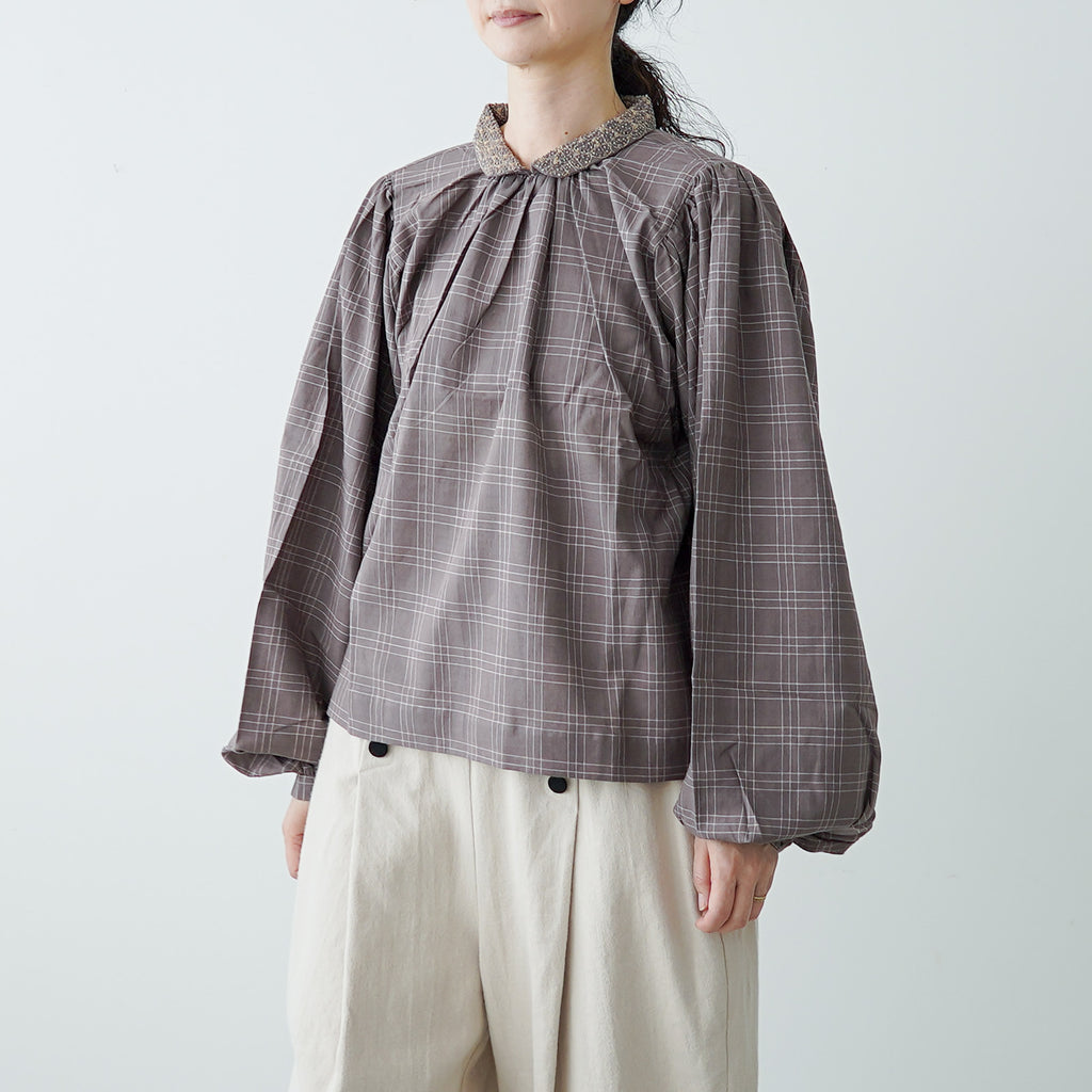 BUNON エンブロイダリー カラーブラウス(チェック)