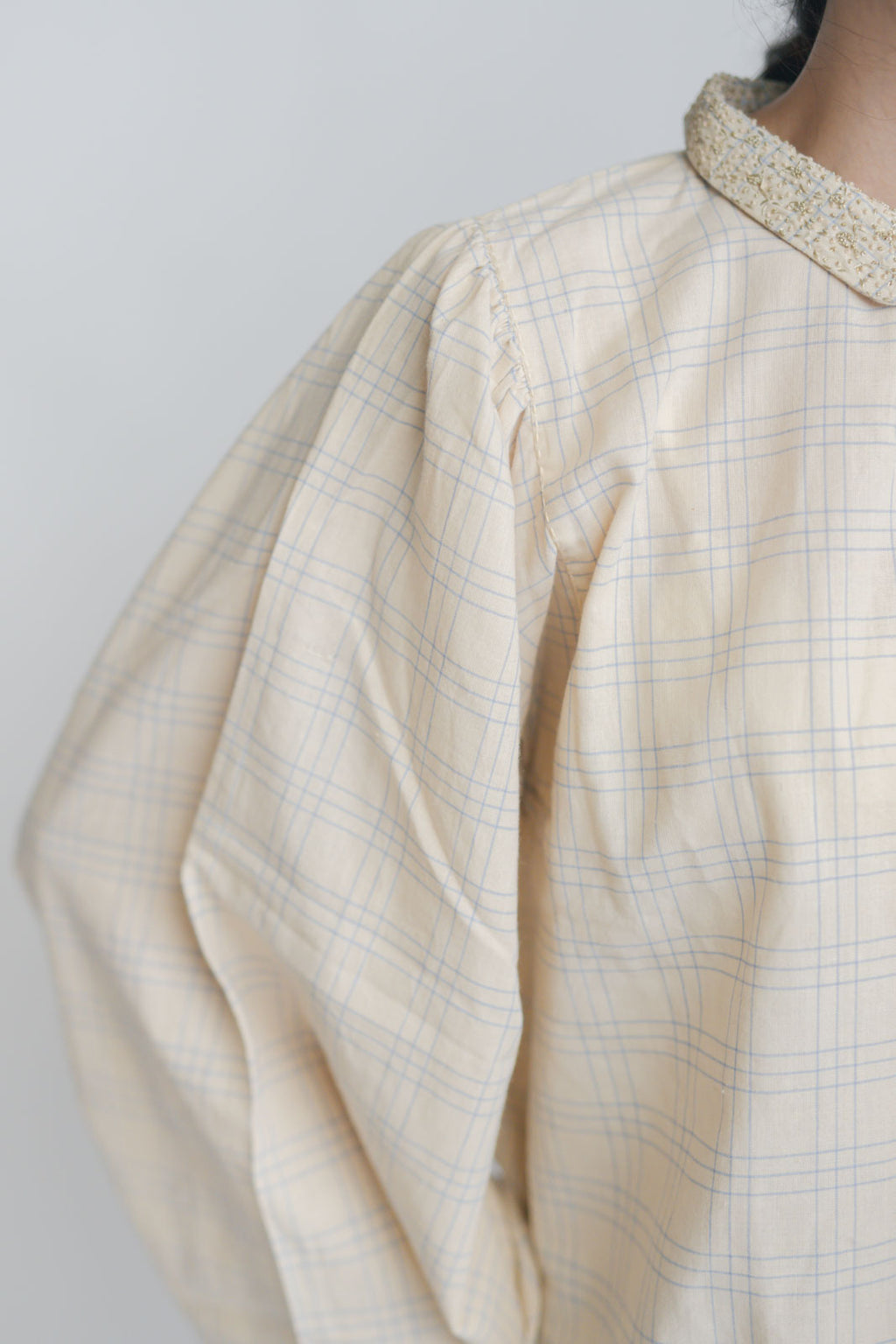 BUNON エンブロイダリー カラーブラウス(チェック)