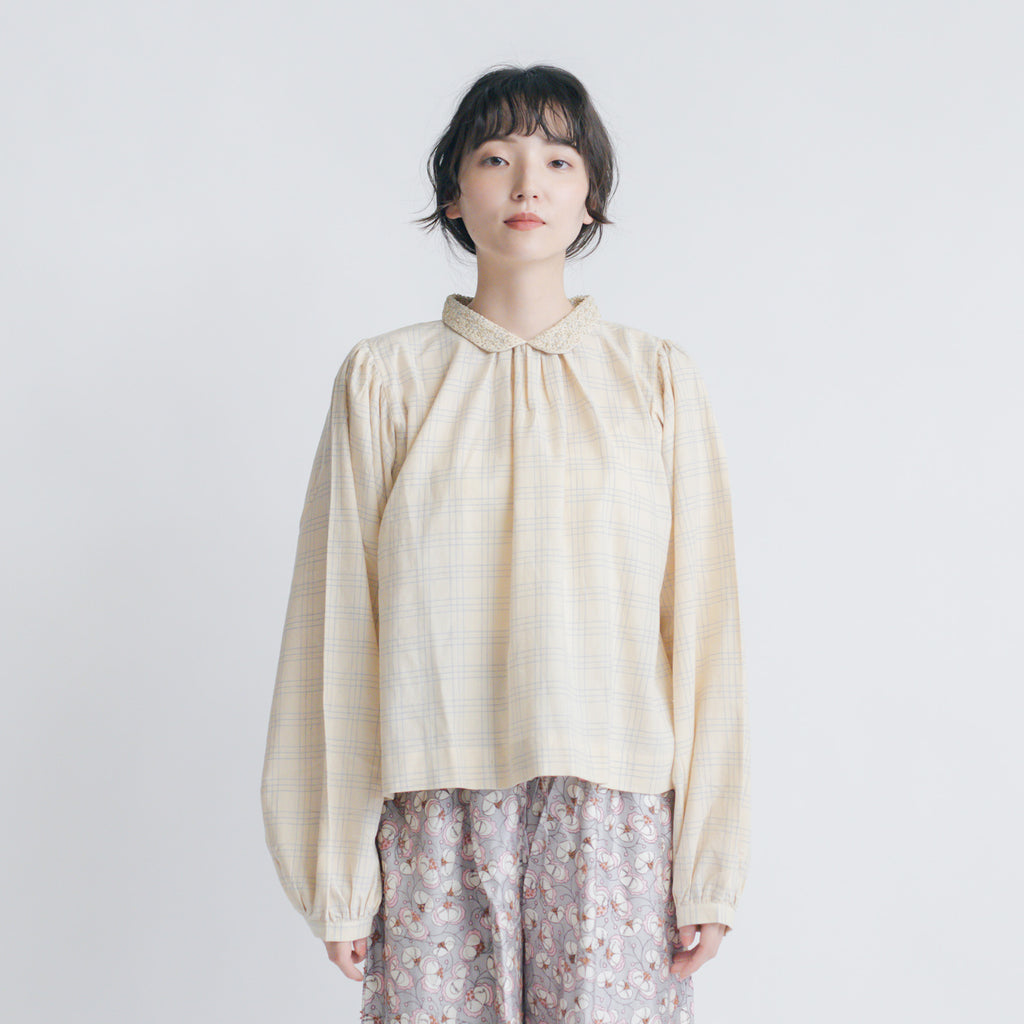 BUNON エンブロイダリー カラーブラウス(チェック)