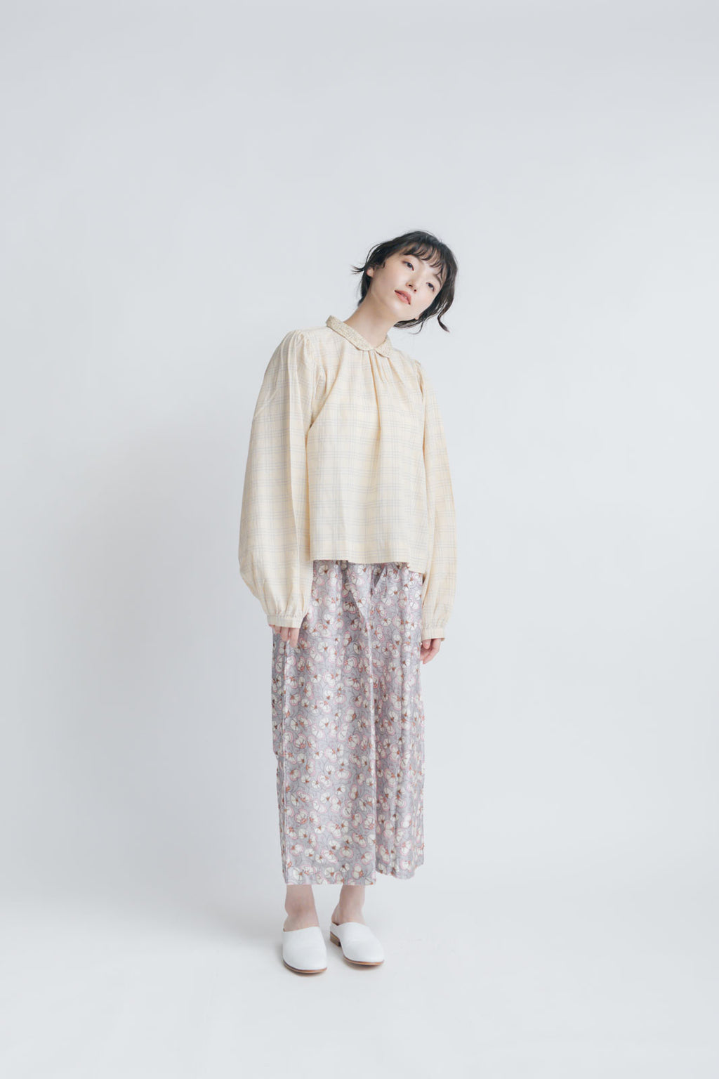 BUNON エンブロイダリー カラーブラウス(チェック)