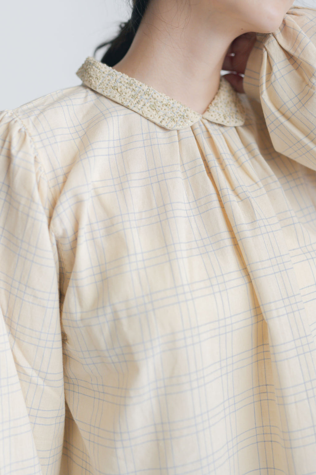 BUNON エンブロイダリー カラーブラウス(チェック)