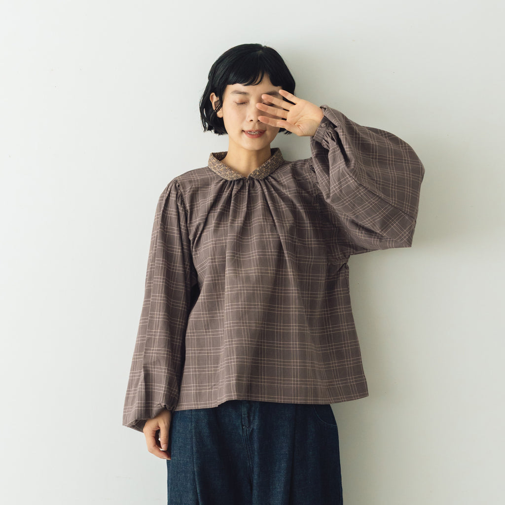 BUNON エンブロイダリー カラーブラウス(チェック)
