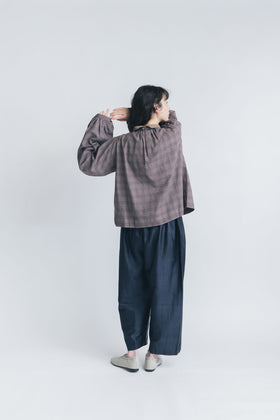 BUNON エンブロイダリー カラーブラウス(チェック)