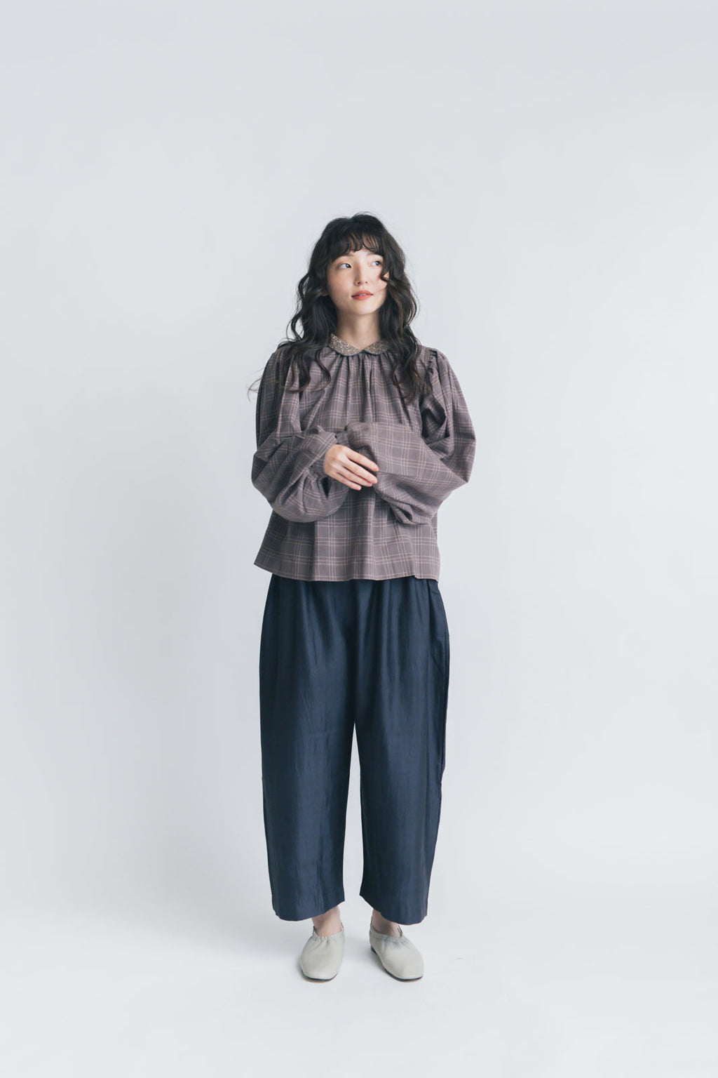 BUNON エンブロイダリー カラーブラウス(チェック)