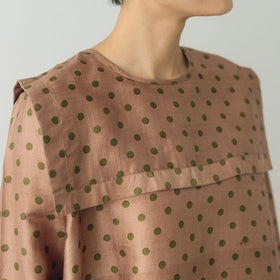 BUNON バックボタンセーラーブラウス ドットプリント