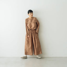 BUNON タックパンツ ドットプリント コーラルブラウン