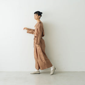 BUNON タックパンツ ドットプリント コーラルブラウン