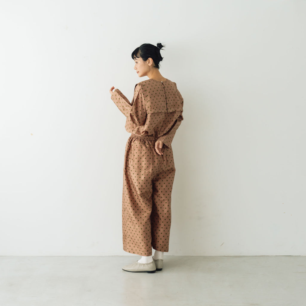 BUNON タックパンツ ドットプリント コーラルブラウン