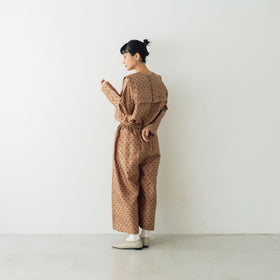 BUNON タックパンツ ドットプリント コーラルブラウン