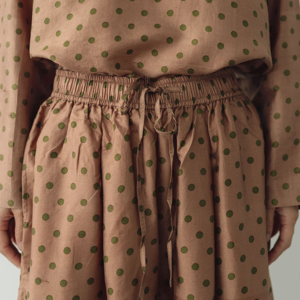 BUNON タックパンツ ドットプリント コーラルブラウン