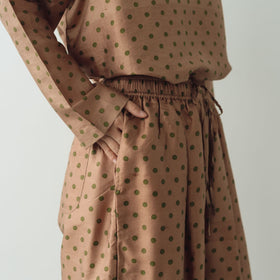 BUNON タックパンツ ドットプリント コーラルブラウン