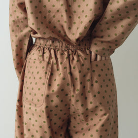 BUNON タックパンツ ドットプリント コーラルブラウン