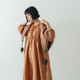 BUNON タッセルスカーフ ドットプリント