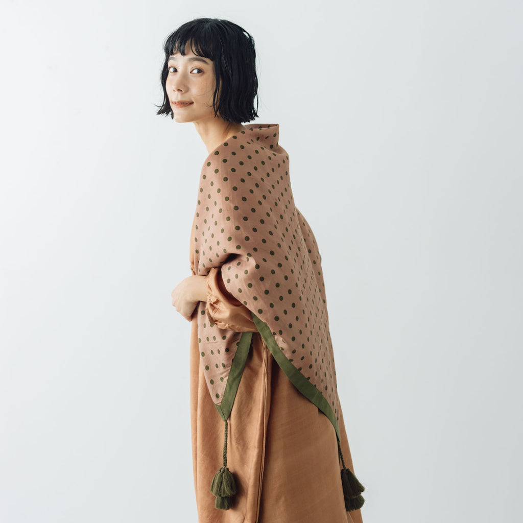 BUNON タッセルスカーフ ドットプリント