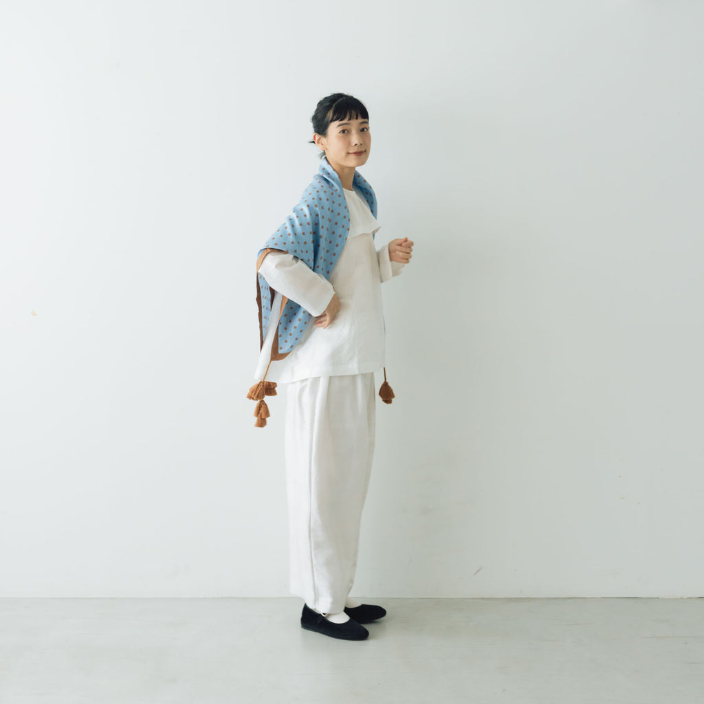 BUNON タッセルスカーフ ドットプリント