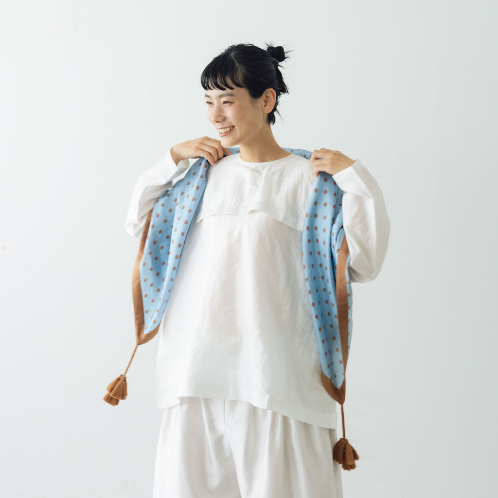 BUNON タッセルスカーフ ドットプリント