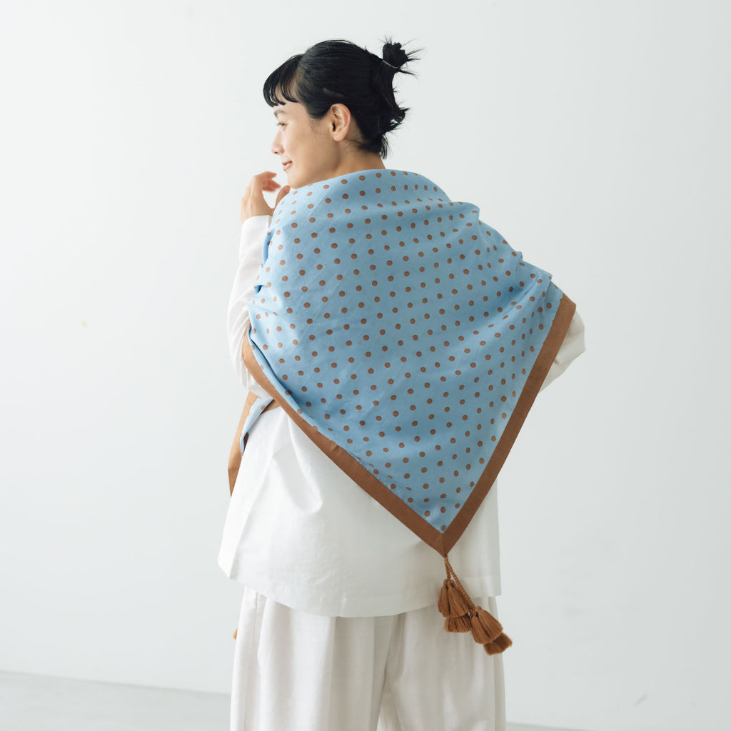 BUNON タッセルスカーフ ドットプリント