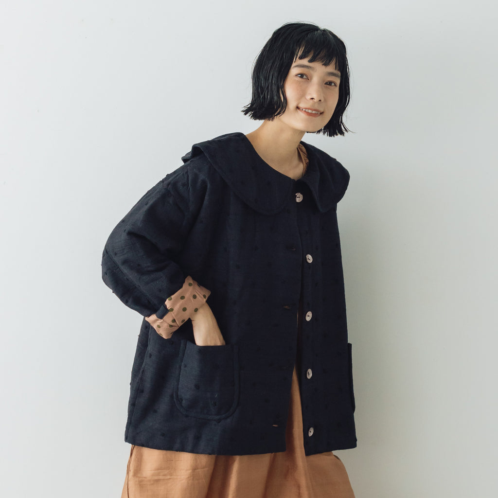 BUNON ラウンドカラーブルゾン ブラック