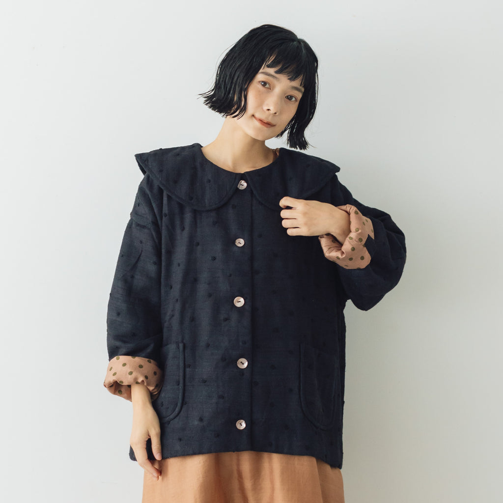 BUNON ラウンドカラーブルゾン ブラック