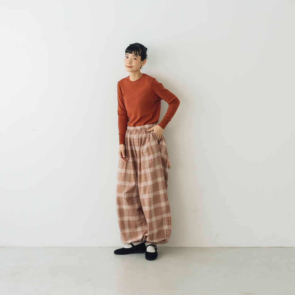 BUNON タックギャザーバルーンパンツ コーラルブラウン