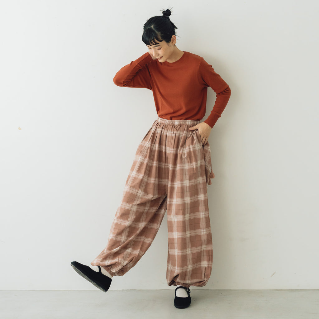 BUNON タックギャザーバルーンパンツ コーラルブラウン