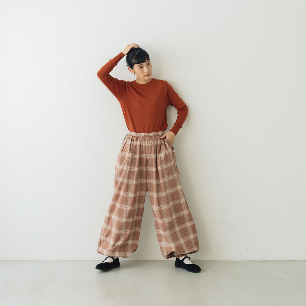 BUNON タックギャザーバルーンパンツ コーラルブラウン
