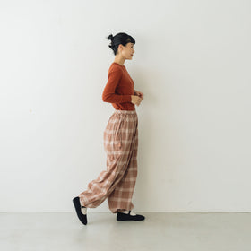 BUNON タックギャザーバルーンパンツ コーラルブラウン