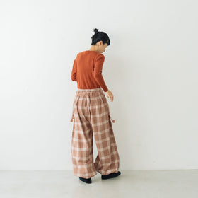 BUNON タックギャザーバルーンパンツ コーラルブラウン