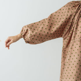 BUNON バックボタンドレス ドットプリント コーラルブラウン