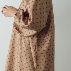 BUNON バックボタンドレス ドットプリント コーラルブラウン