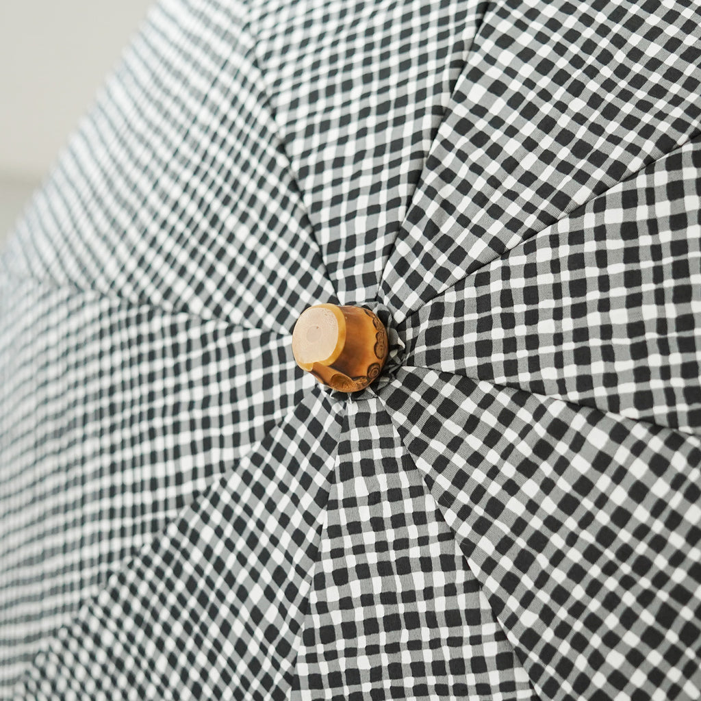 ボンボンストア ドローイングチェック 折りたたみ傘 ブラック