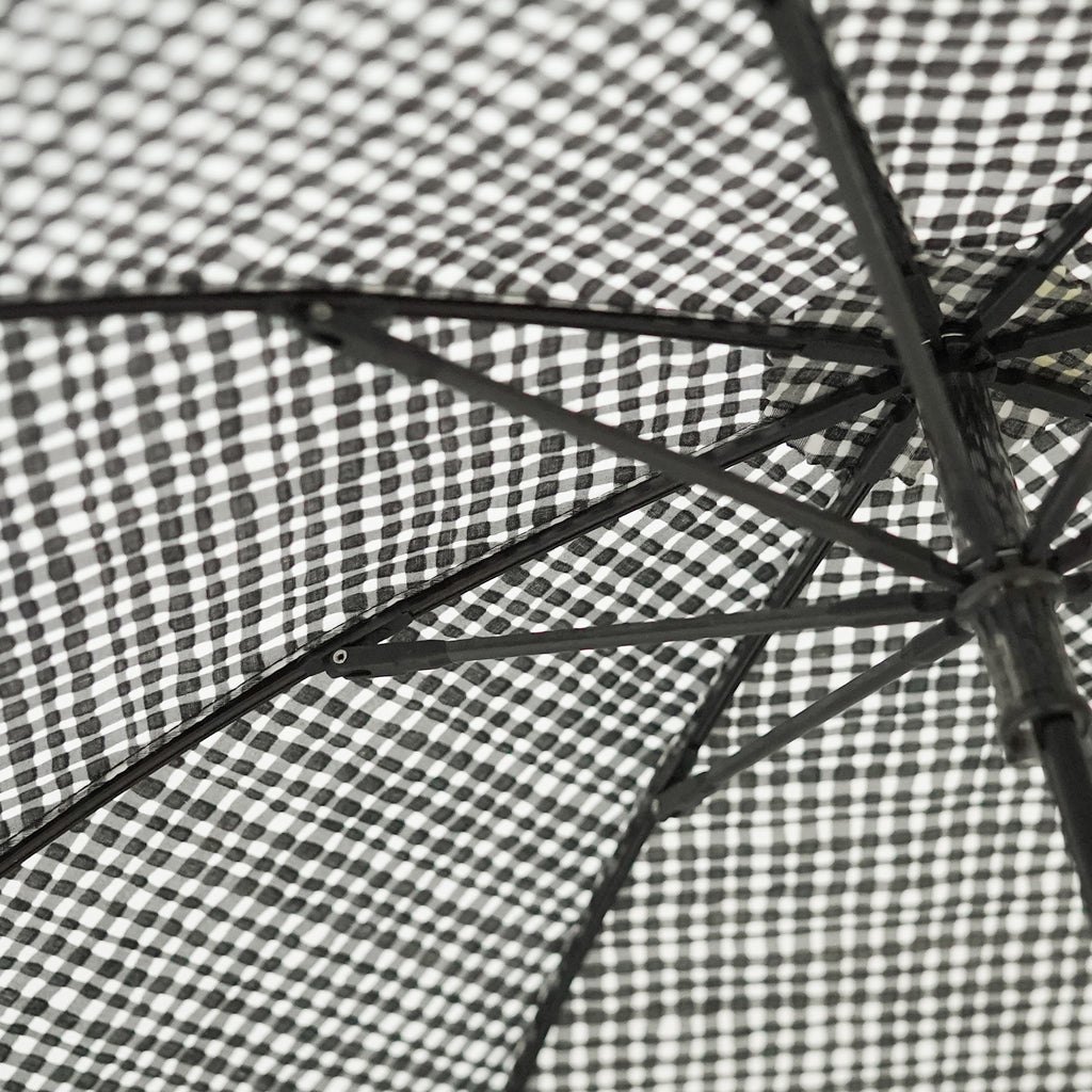 ボンボンストア ドローイングチェック 折りたたみ傘 ブラック