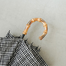 ボンボンストア ドローイングチェック 折りたたみ傘 ブラック