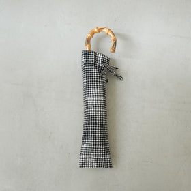 ボンボンストア ドローイングチェック 折りたたみ傘 ブラック