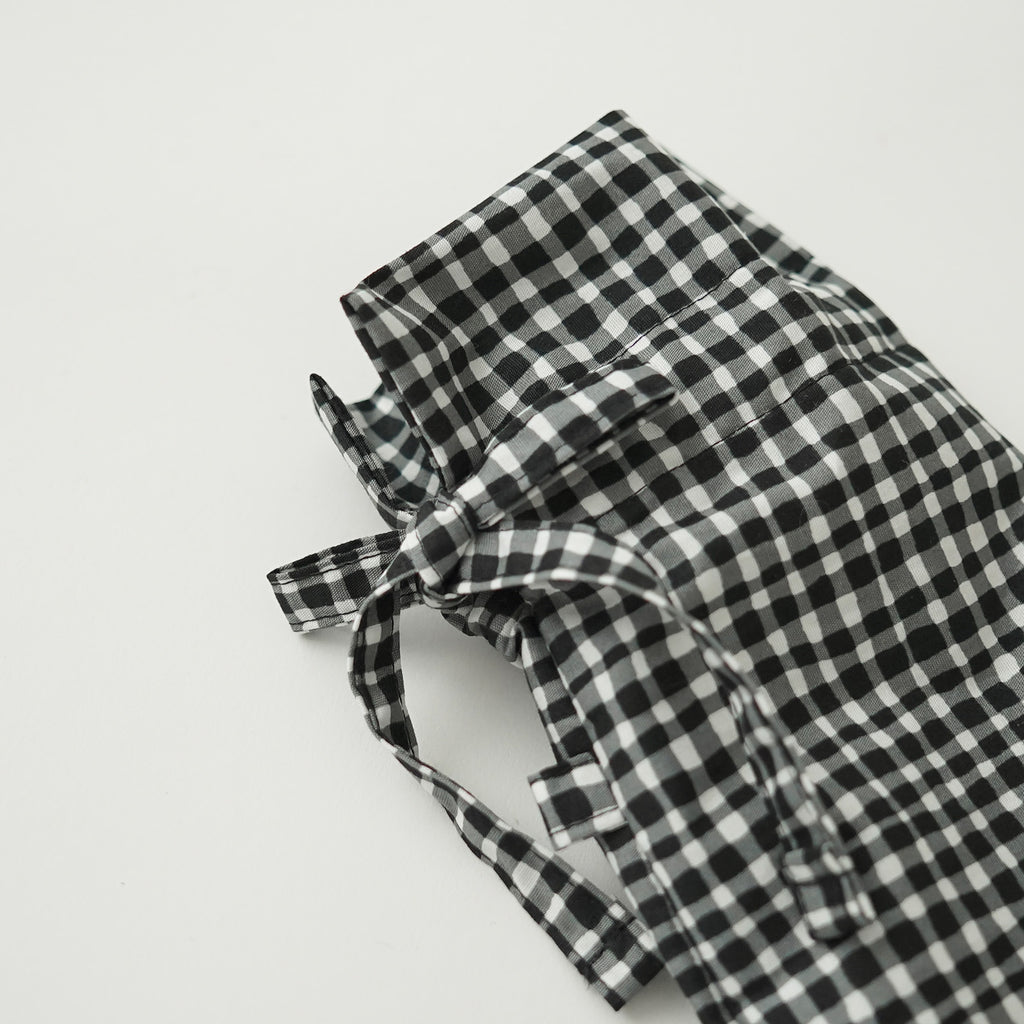 ボンボンストア ドローイングチェック 折りたたみ傘 ブラック