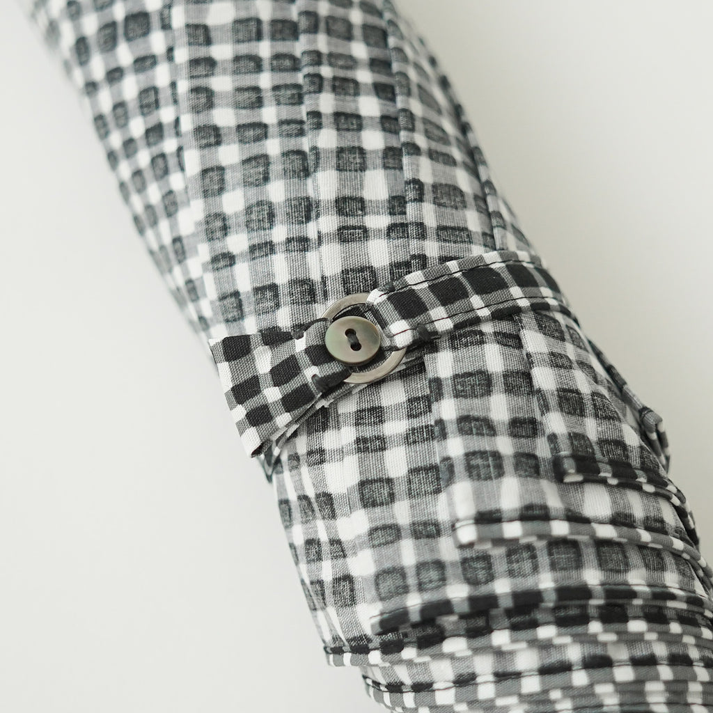 ボンボンストア ドローイングチェック 折りたたみ傘 ブラック