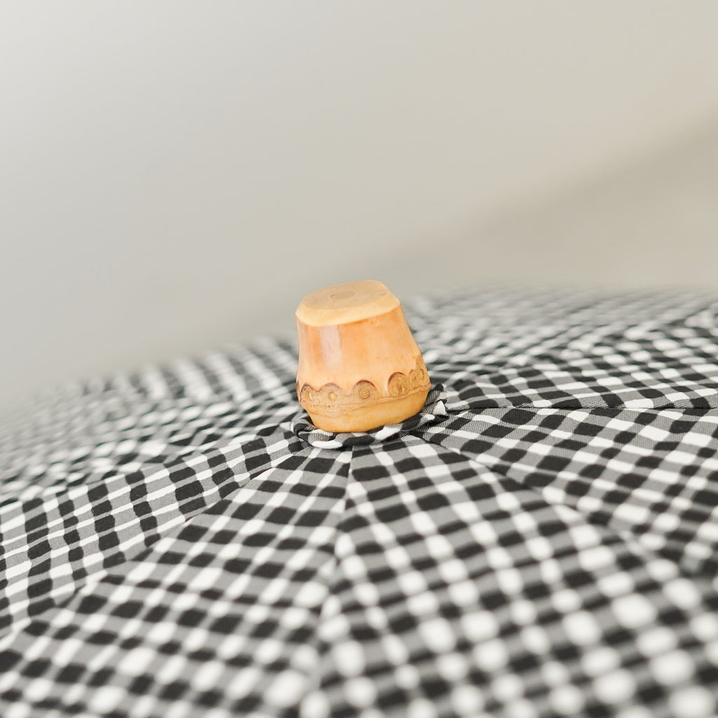 ボンボンストア ドローイングチェック 折りたたみ傘 ブラック