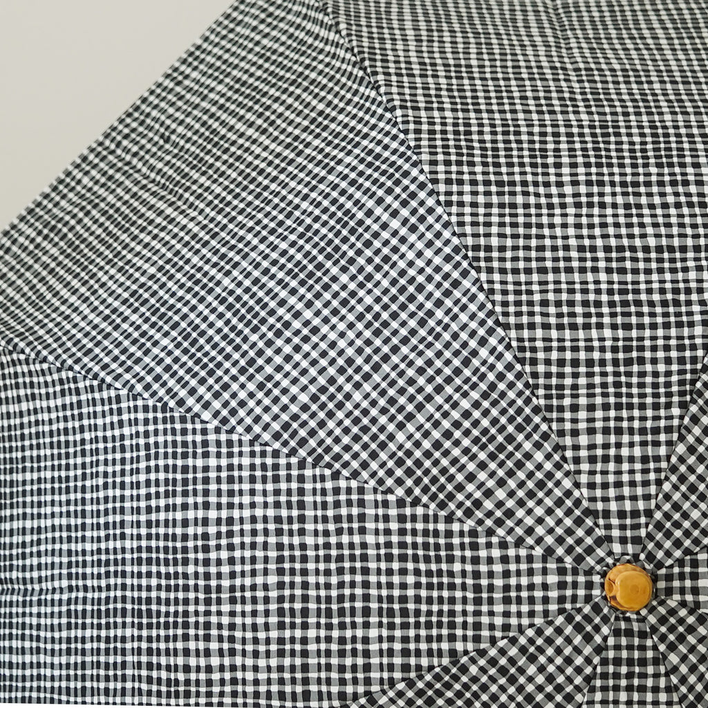 ボンボンストア ドローイングチェック 折りたたみ傘 ブラック