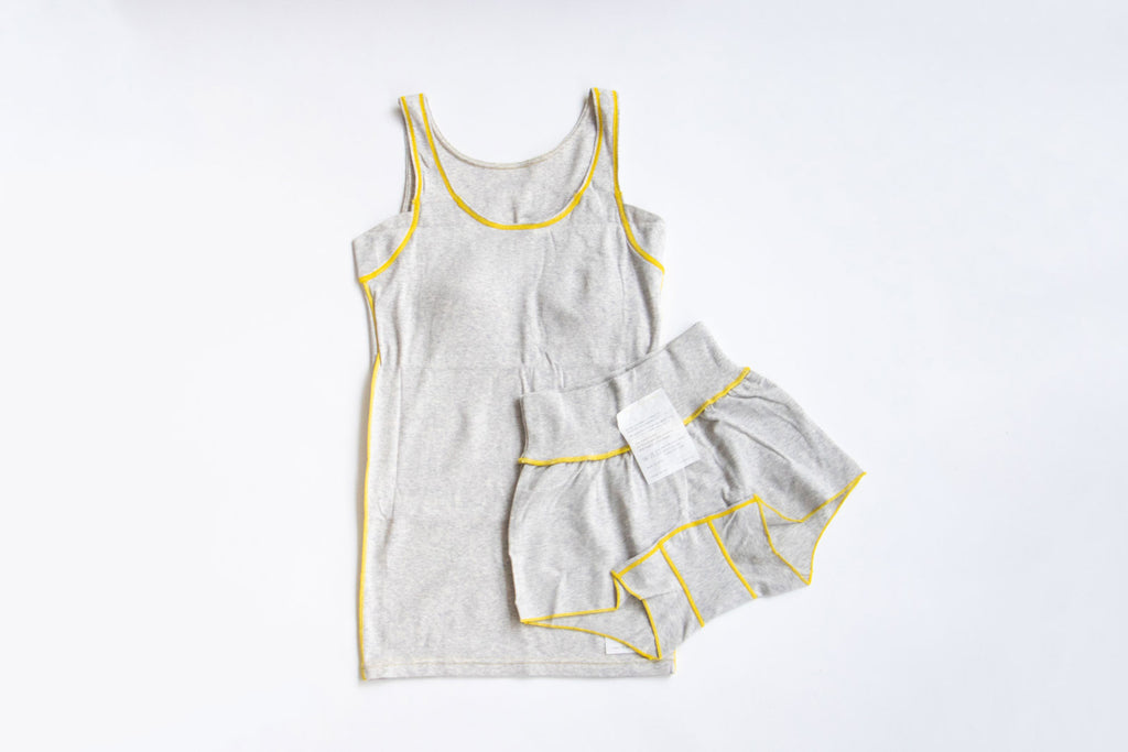 JUBAN DO ONI レディースボックスパンツ グレー×イエロー