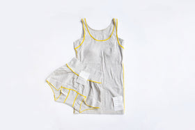 JUBAN DO ONI レディースボックスパンツ グレー×イエロー